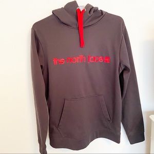 The North Face Men Gray Red Pullover Hoodie
